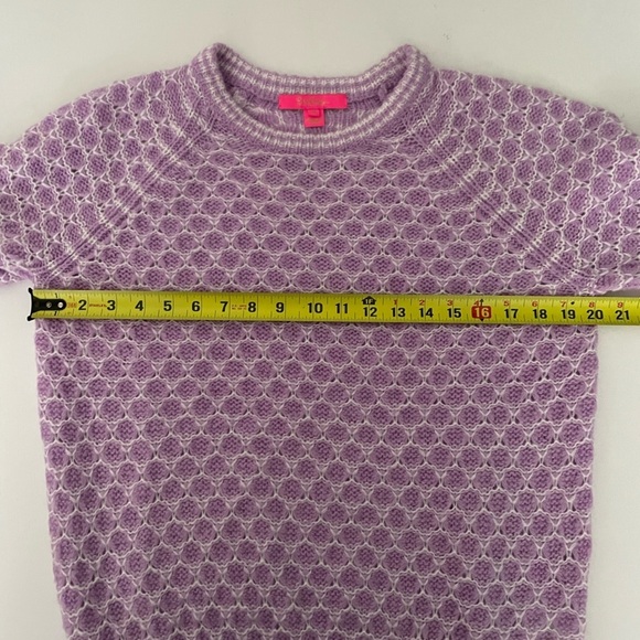 Lilly Pulitzer Corabelle Purple iris honeycomb Puff Sleeve Knit Sweater M Medium - Picture 4 of 7